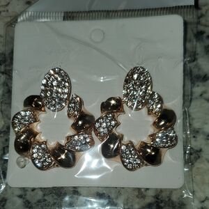 Elegant Gold and Silver Crystal Earrings